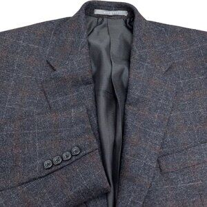 Hickey Freeman Blazer Men 40‎ Gray Brown Windowpane Plaid Bespoke Union USA VTG
